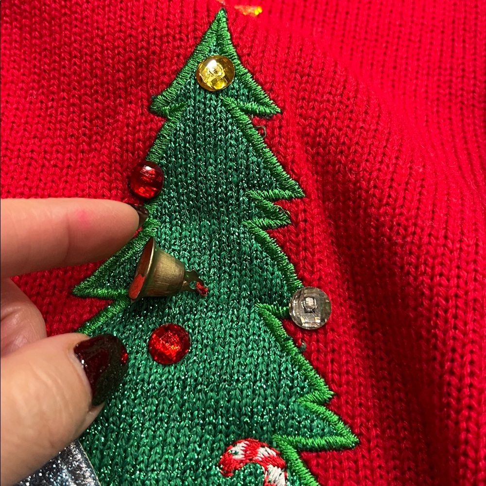 Festive Red Christmas Sweater with Reindeer Design - Picture 2 of 7